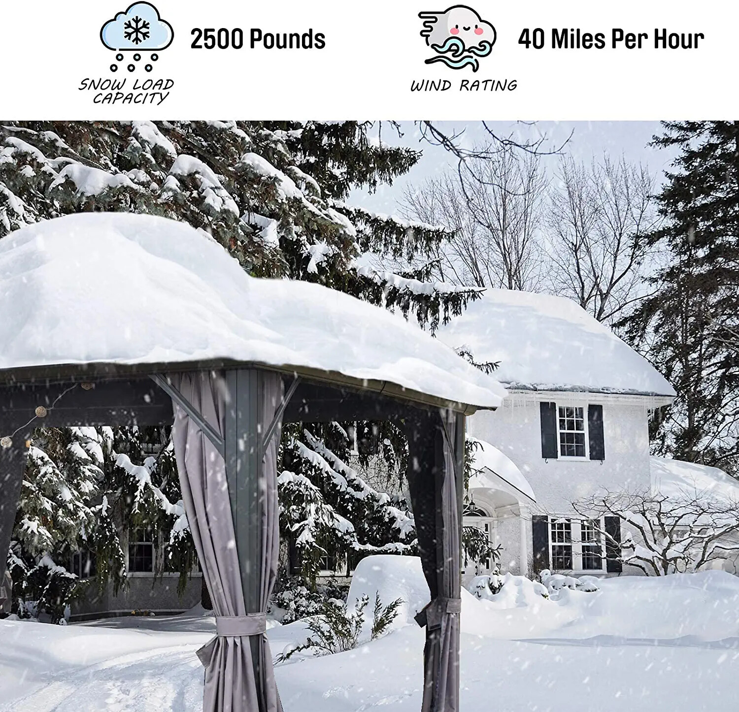 10' x 12' Hardtop Gazebo Outdoor Aluminum Arc Gazebo for Patios Double Roof