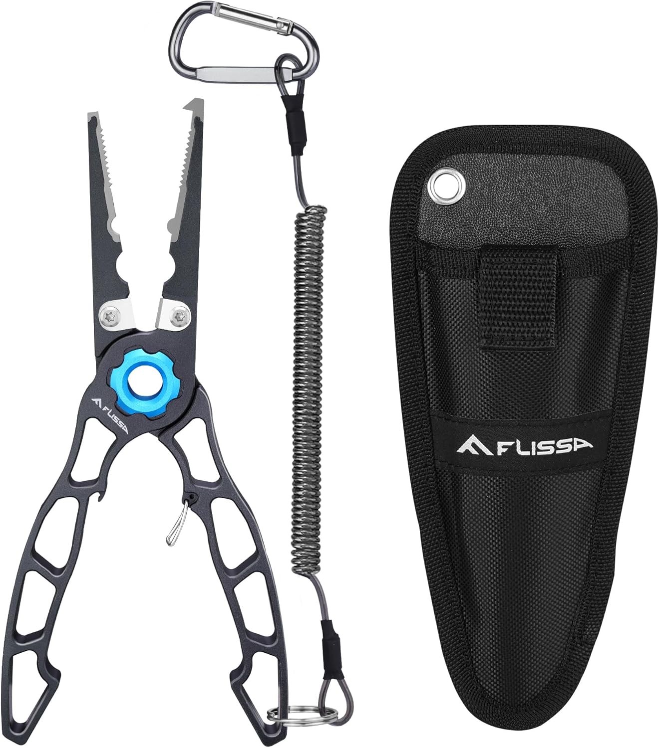 FLISSA 7.5 Inch Lightweight Fishing Pliers Tungsten Carbide Line Cutters for Men