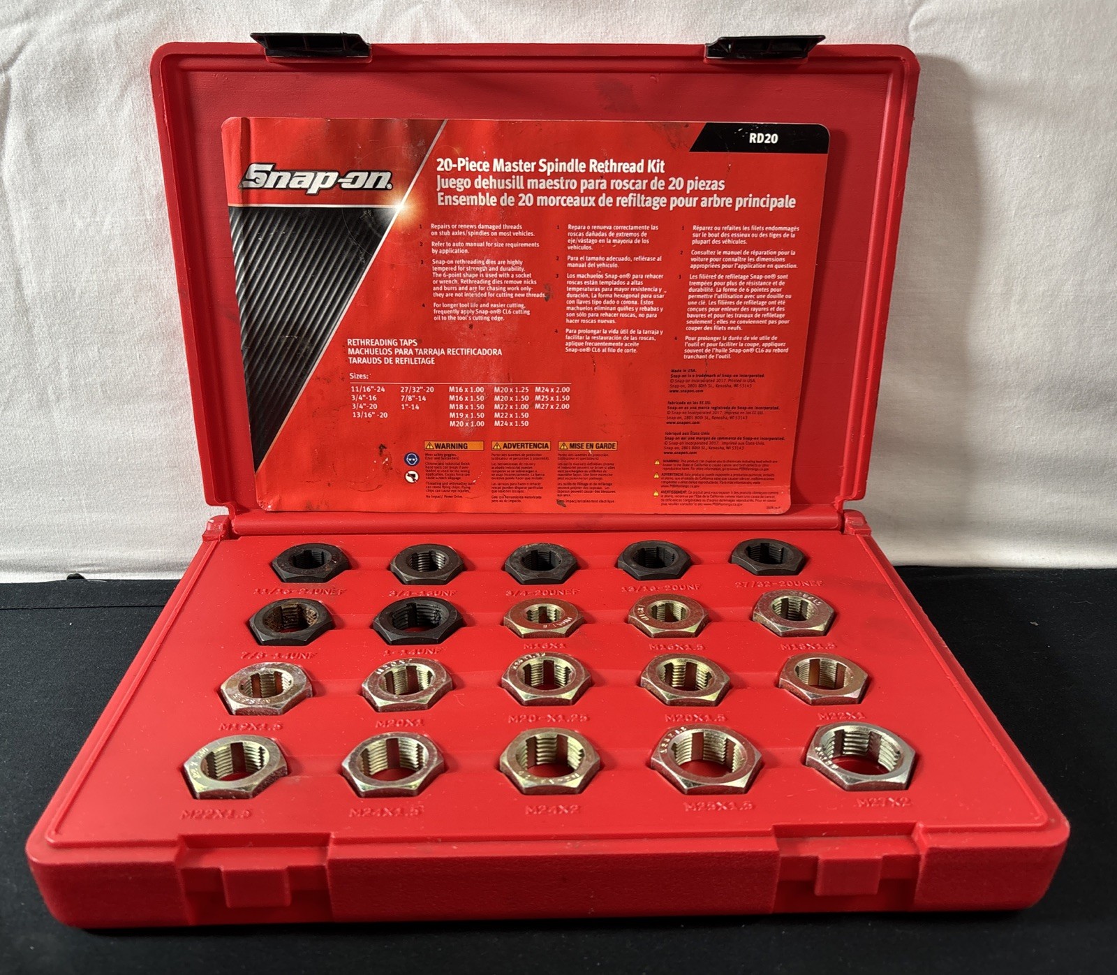 Snap-On Tools USA 20 Piece Master Spindle Rethread Kit | RD20