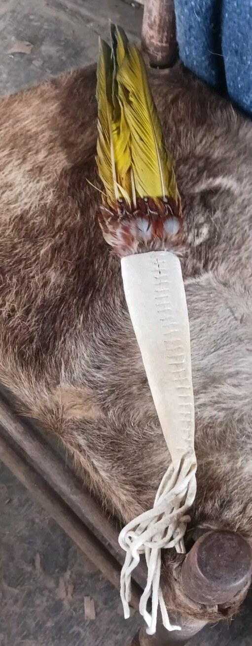 **AWESOME NATIVE AMERICAN CEREMONY SMUDGE PRAYER FAN MACAW 1970s NICE!**