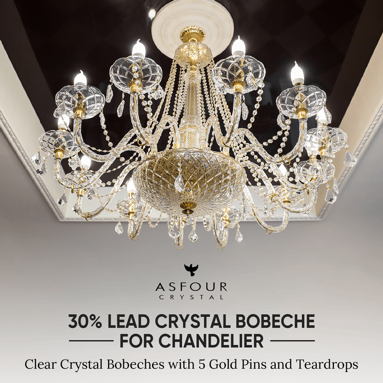 Asfour Crystal Lead Crystal Bobeche for Chandelier 4" Candlesticks & Candelabras