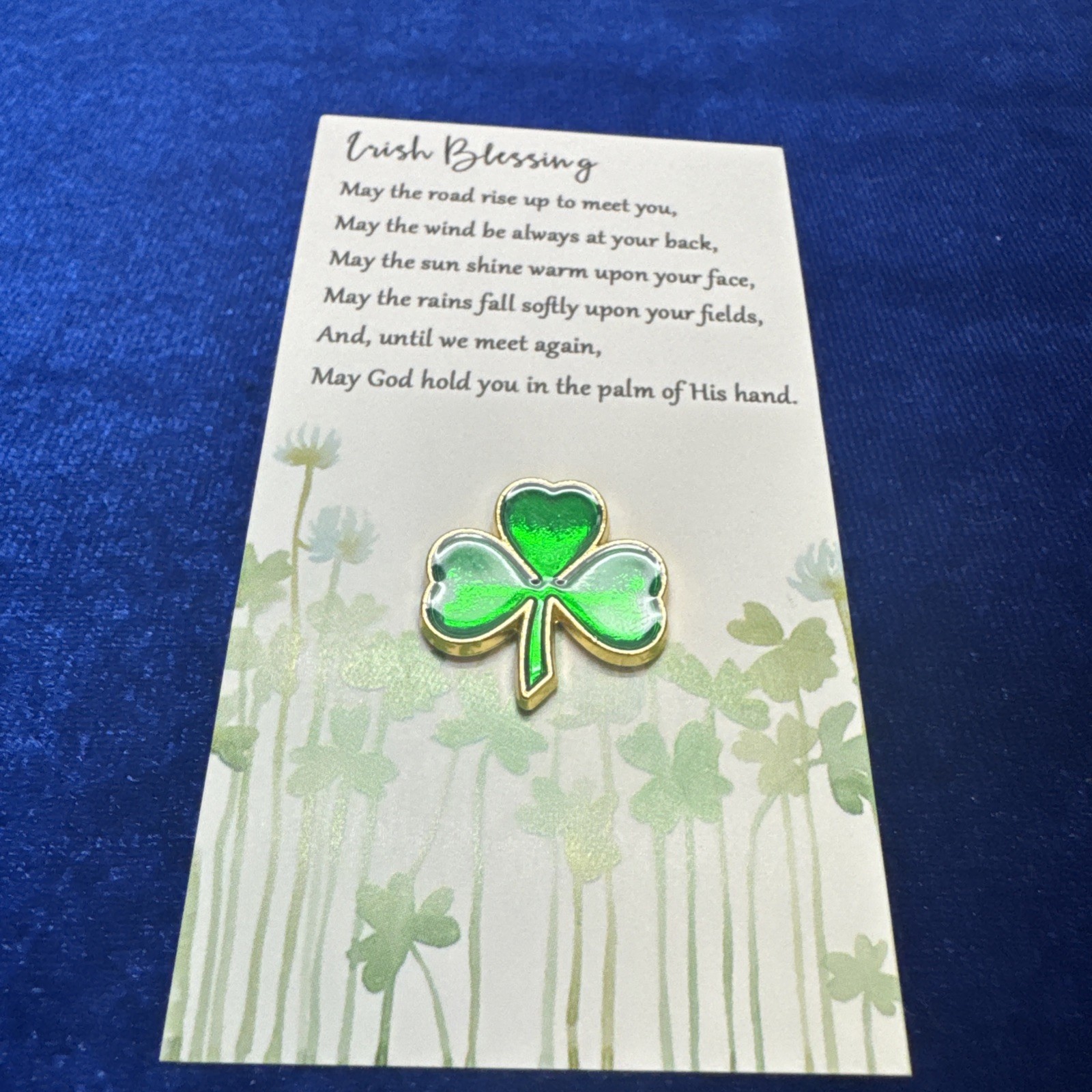 Shamrock Irish Blessing Clover Lapel Pin, Ireland, St Patrick’s Day 🇮🇪 Luck 🍀