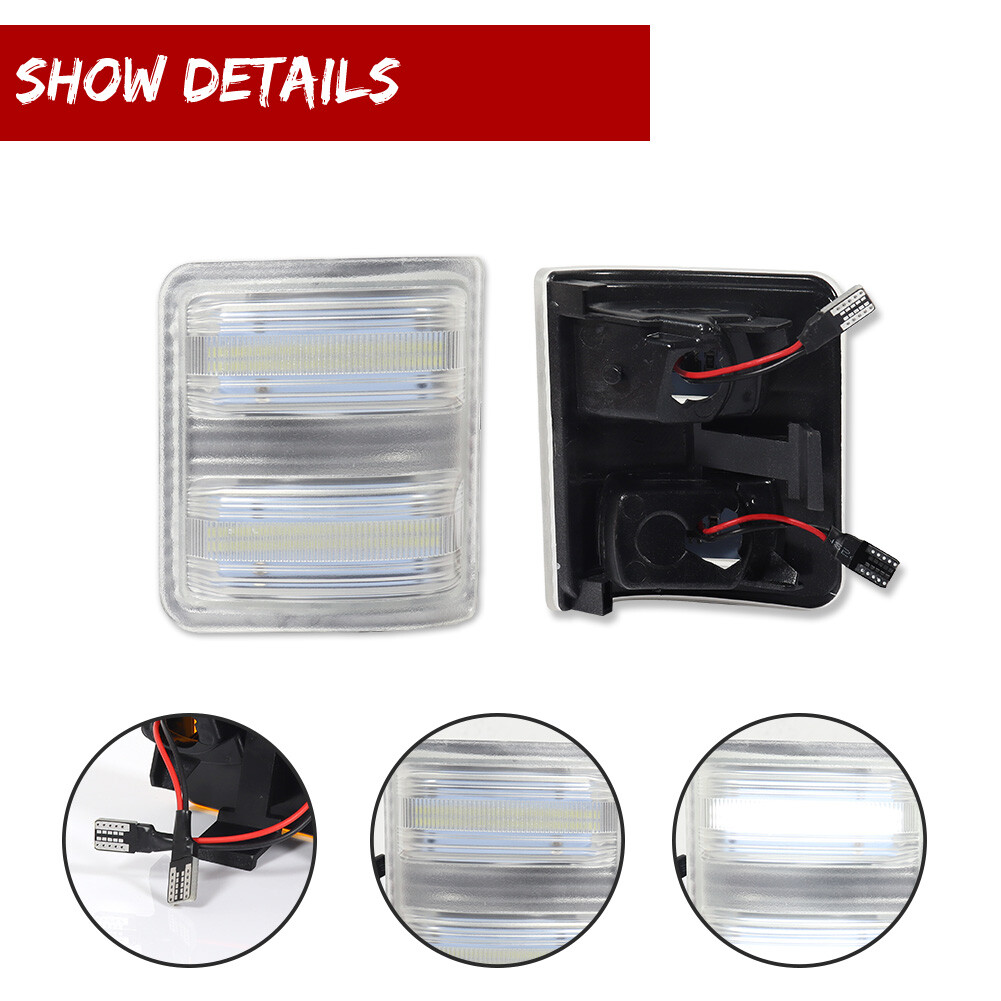 For 08-16 Ford F250 F350 F450 F550 Super Duty Clear White LED Side Mirror Lights