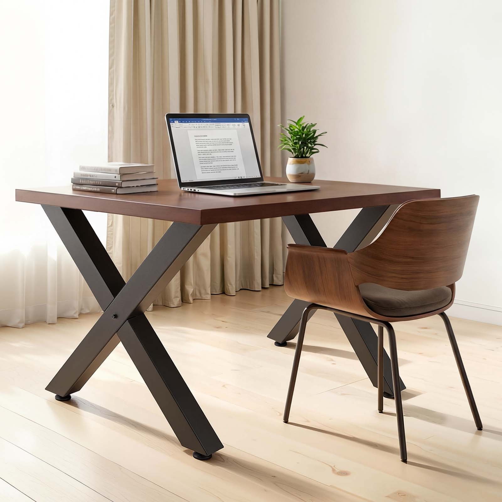 VEVOR Steel Table Legs 29.5 x 31.1 in X Frame 2204 lbs Heavy Duty Set of 2 Black