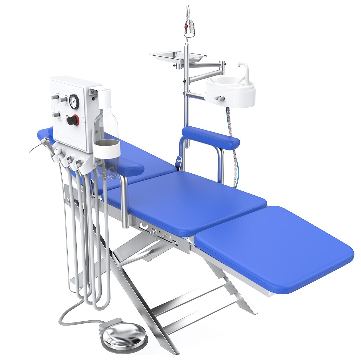 Dental Mobile Portable Chair LED Light Folding Chair +Air Turbine Unit Steel