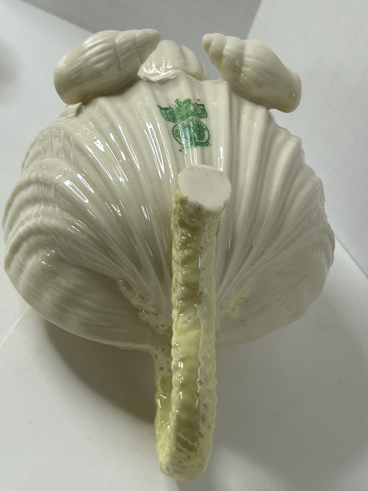 Antique Vintage Belleek Ireland Neptune Yellow Limpet Seashell Teapot w/ Lid