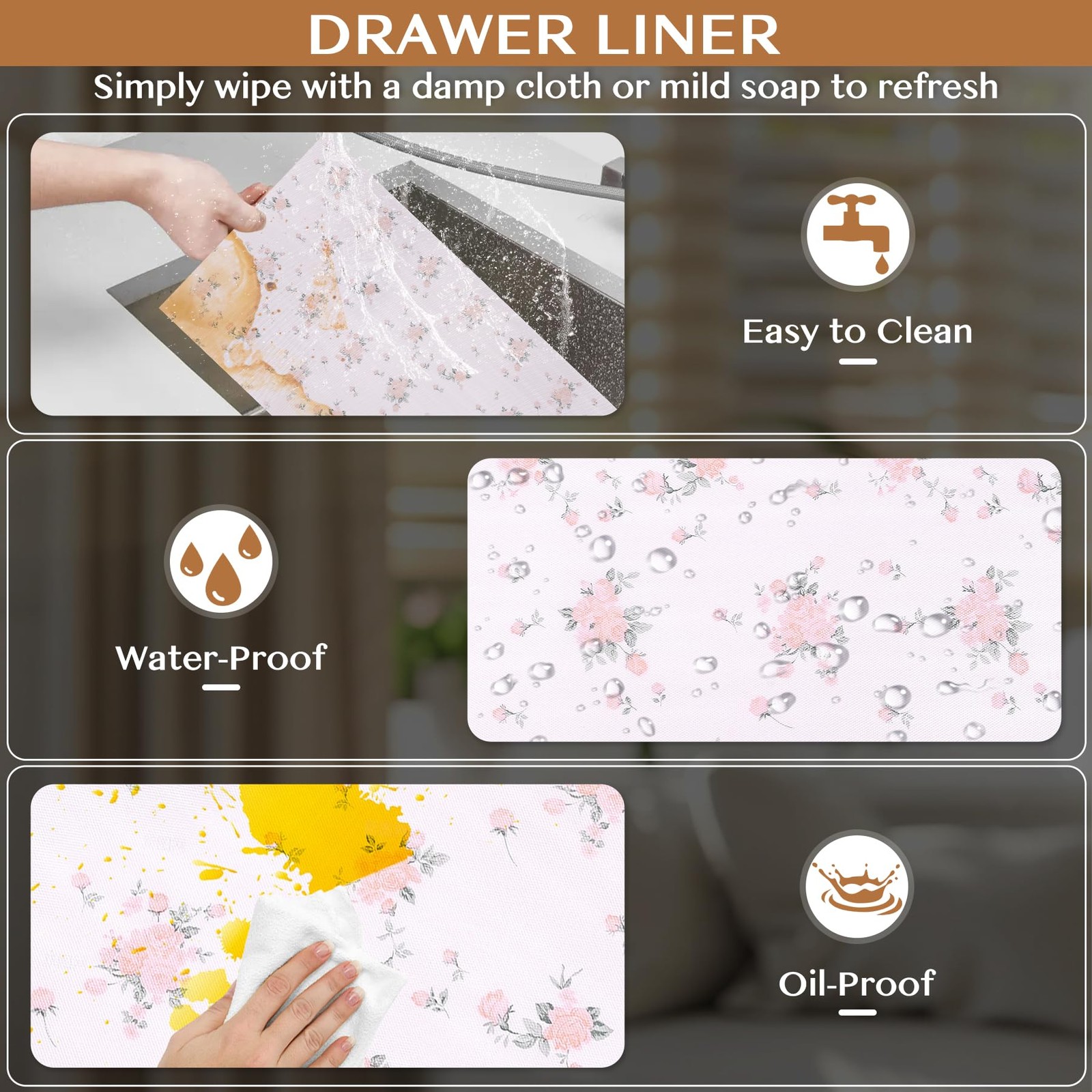 Non-Adhesive Shelf and Drawer Liner for Kitchen Cabinets, 12 in x 17FT Strong...