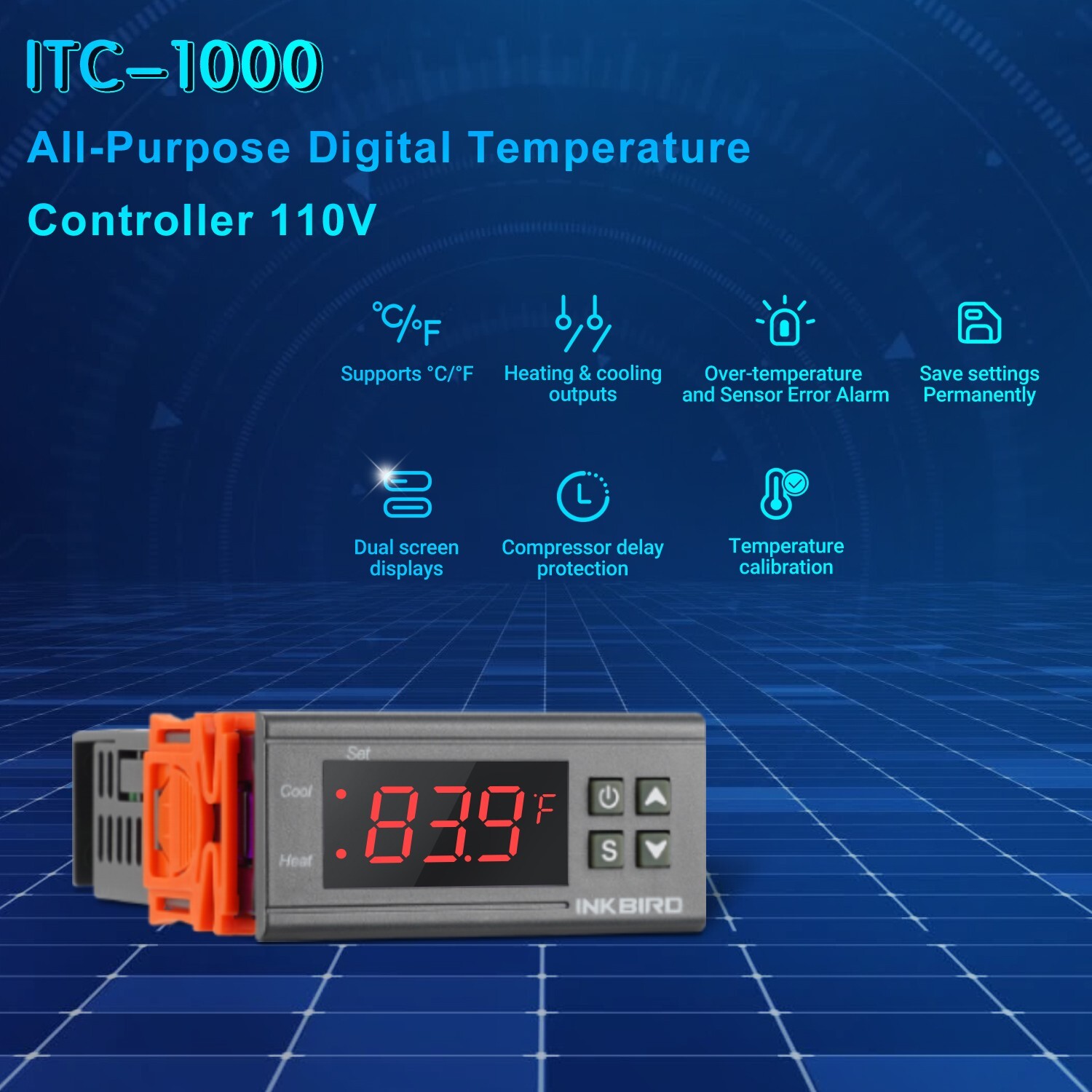 Inkbird Temperature Controller Thermostat 2 Relays Refrigerators Control 1100W