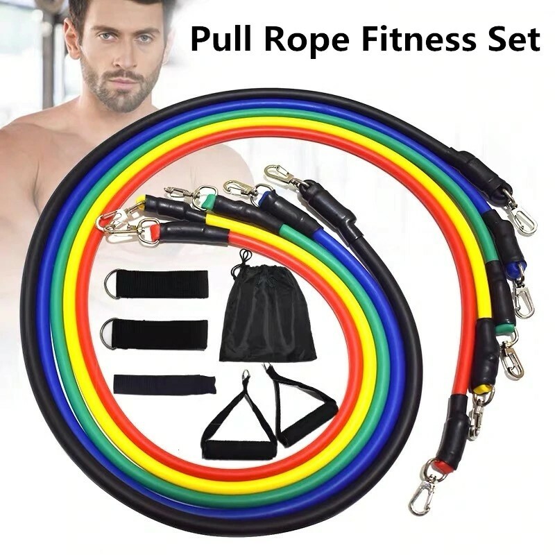 11 PCS Resistance Bands Portable Set, with Door Anchor, For Home Work out !