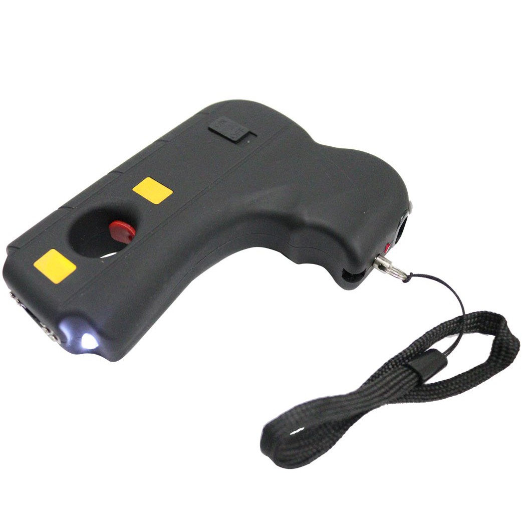 10 Million Volt Rechargeable Pistol Grip Stun Gun W/ LED Light & Safety Pin - B