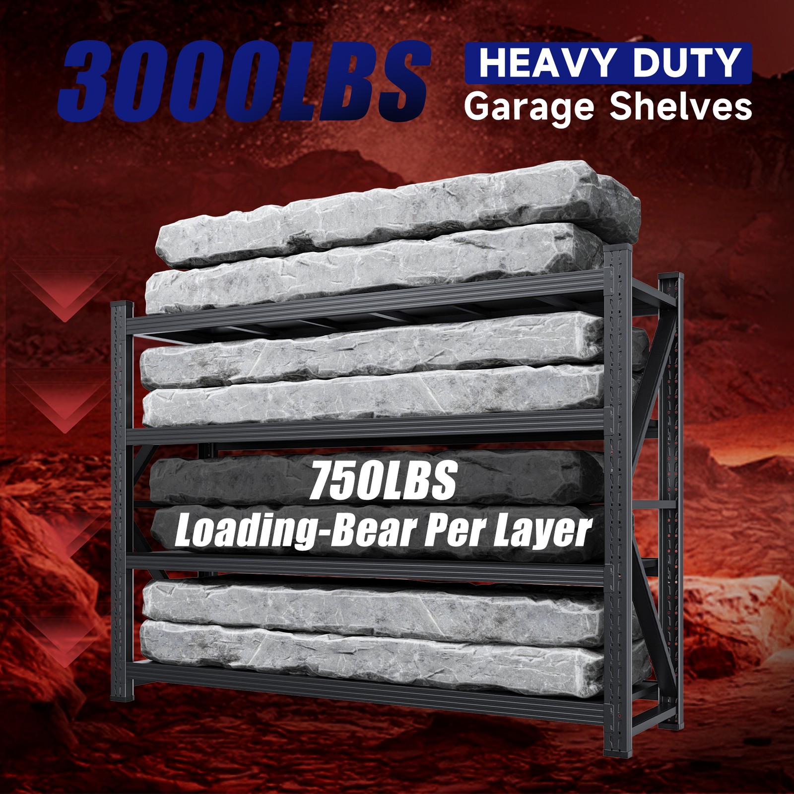 STANI 4-Tier Adjustable Metal Garage Shelving 5000&3500LBS Capacity Storage