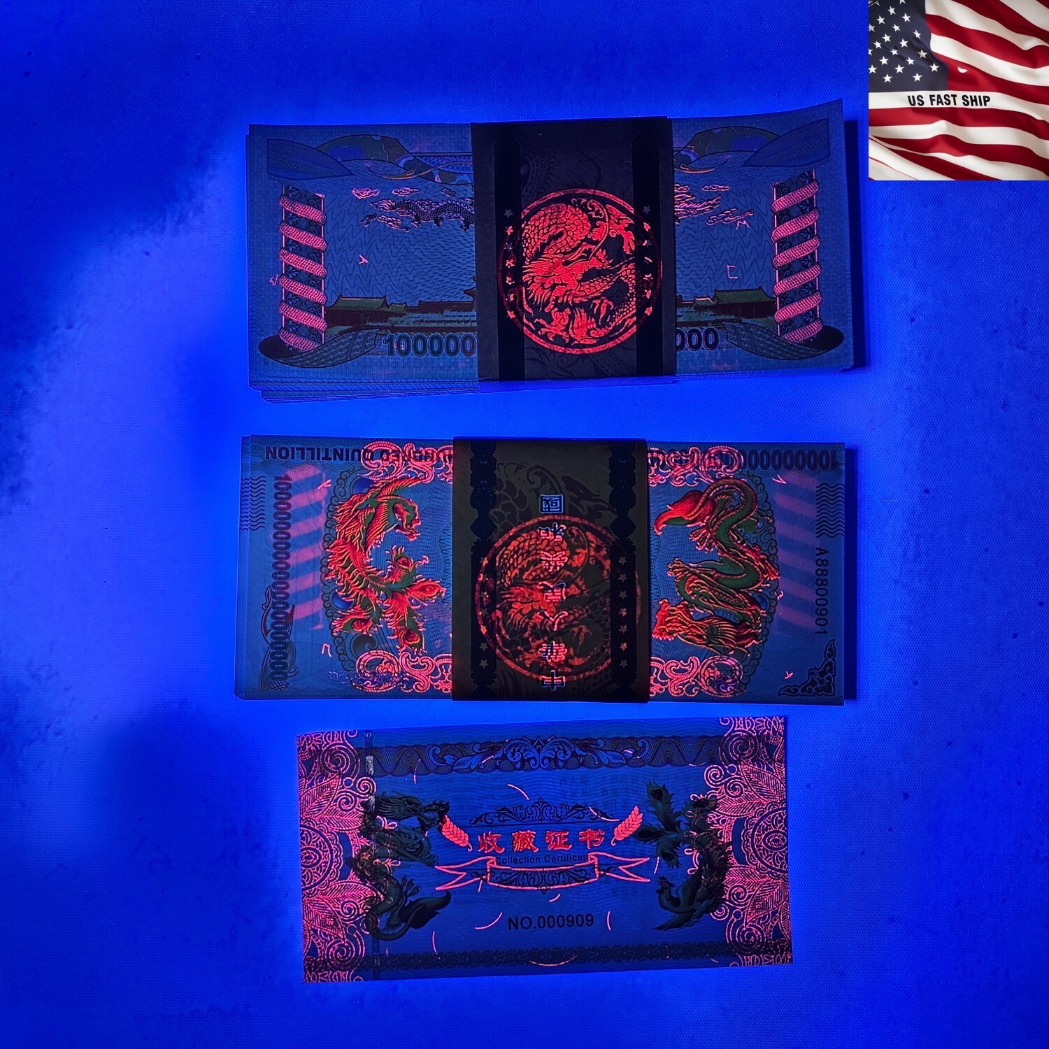 A Hundred Chinese Yellow Dragon Bonds 100 Quintillion W/ Certificate