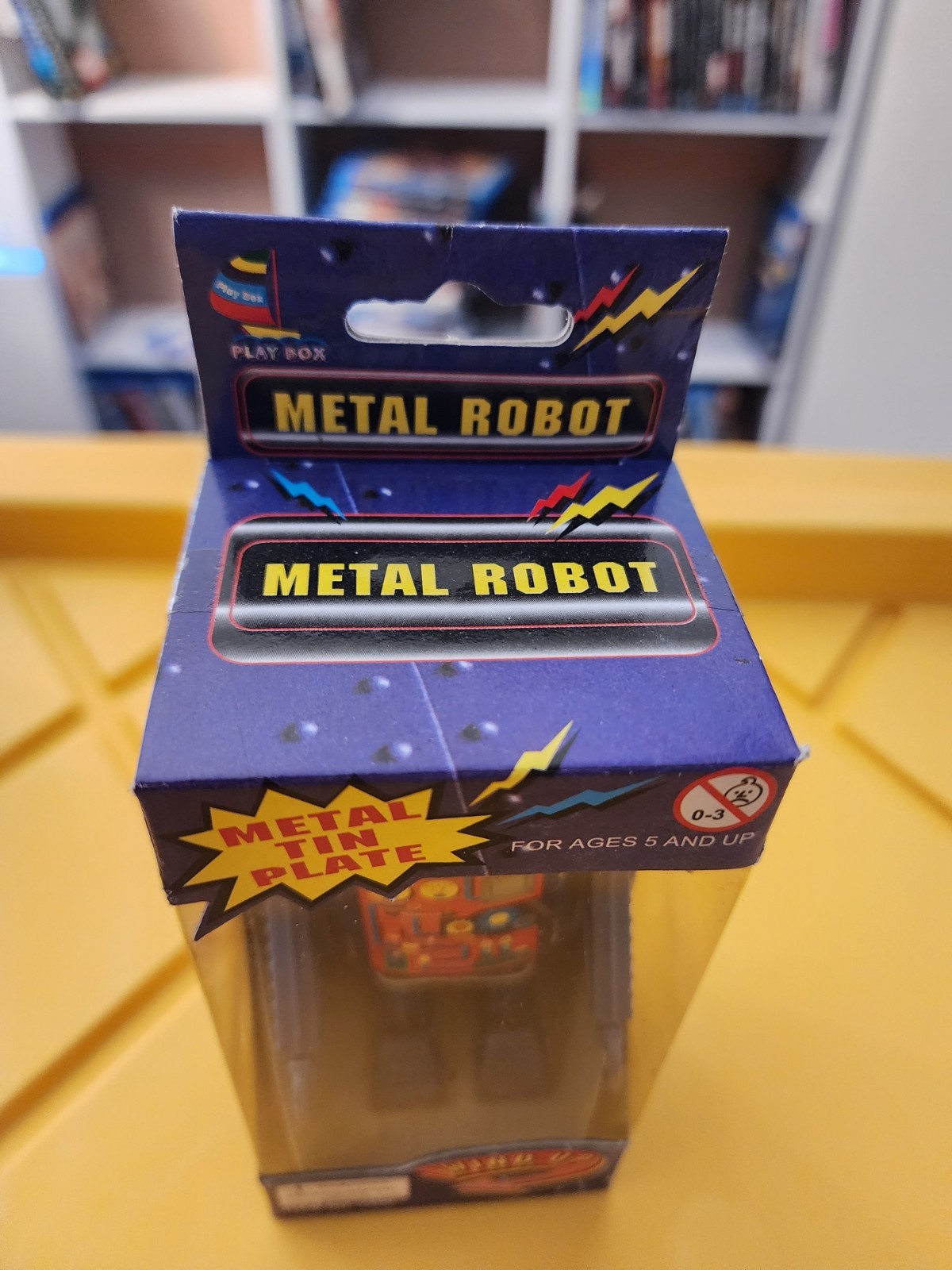 PLAY BOX METAL ROBOT TIN PLATE NEW IN BOX #7200 *ST - Blue