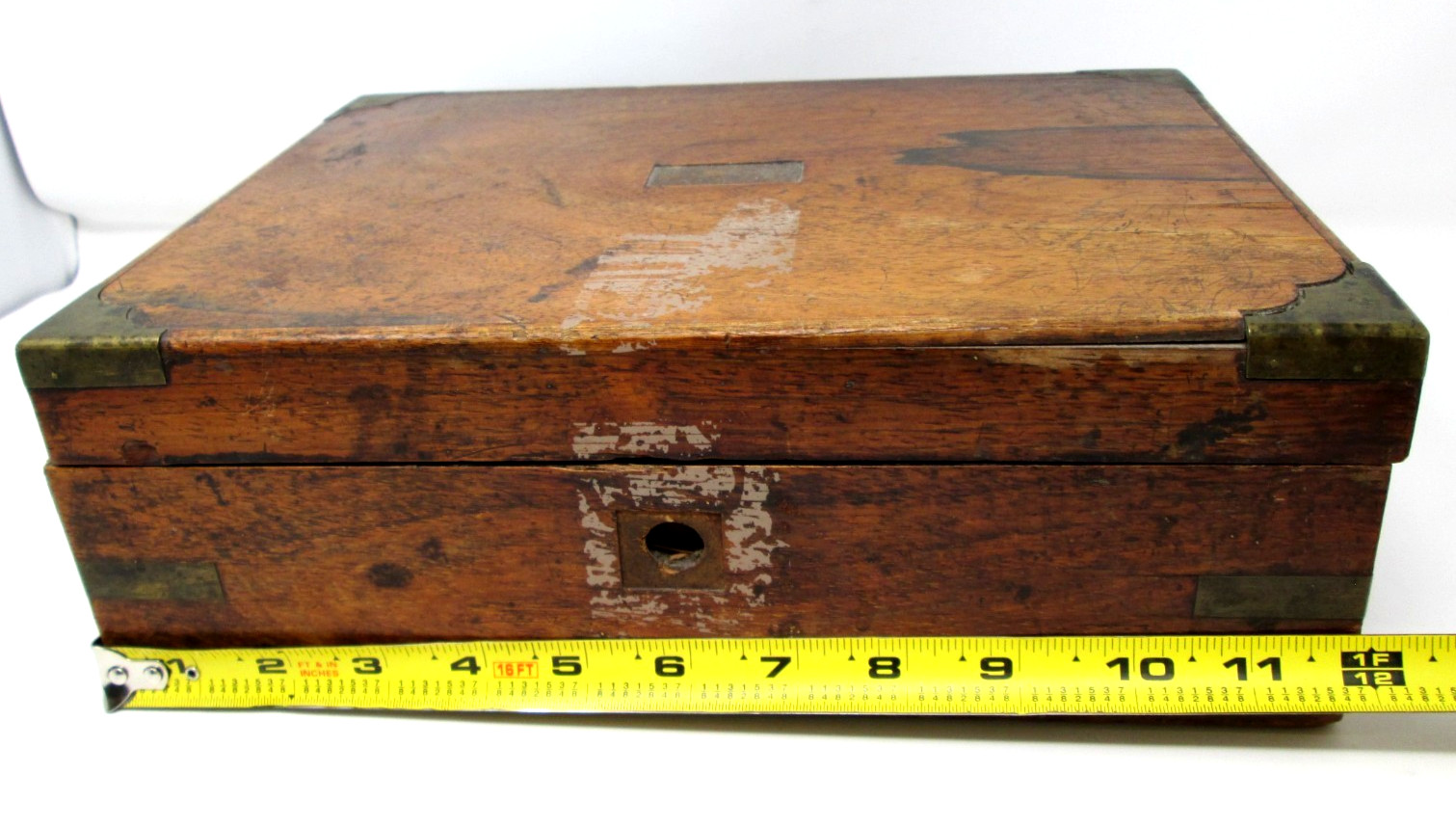 Vintage Wood Box Metal Corners Portable Writing Lap Desk Arts Crafts Wooden