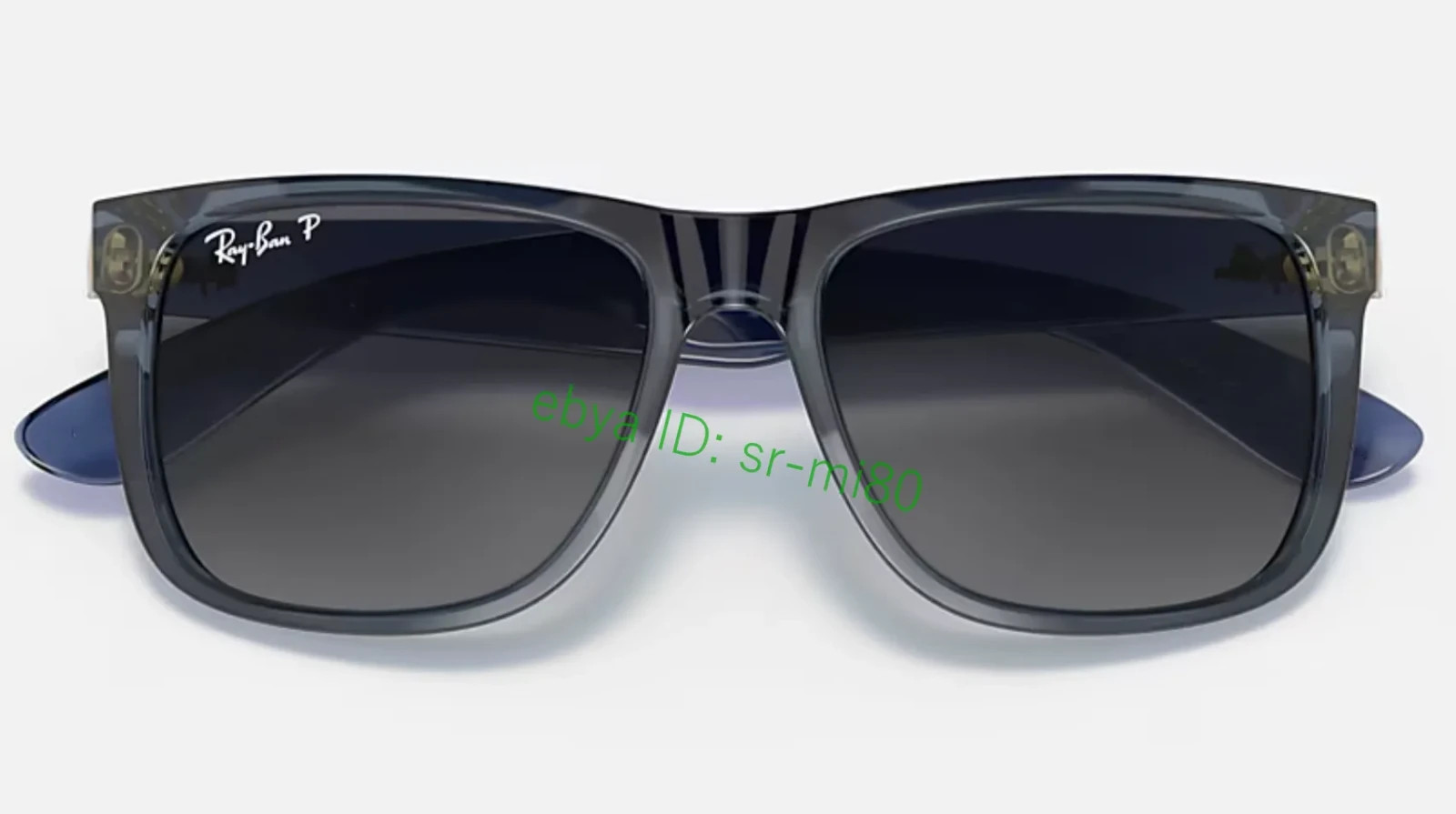 Ray-Ban Justin RB4165 Men’s Square Sunglasses Transparent Blue Frame Gray Lens