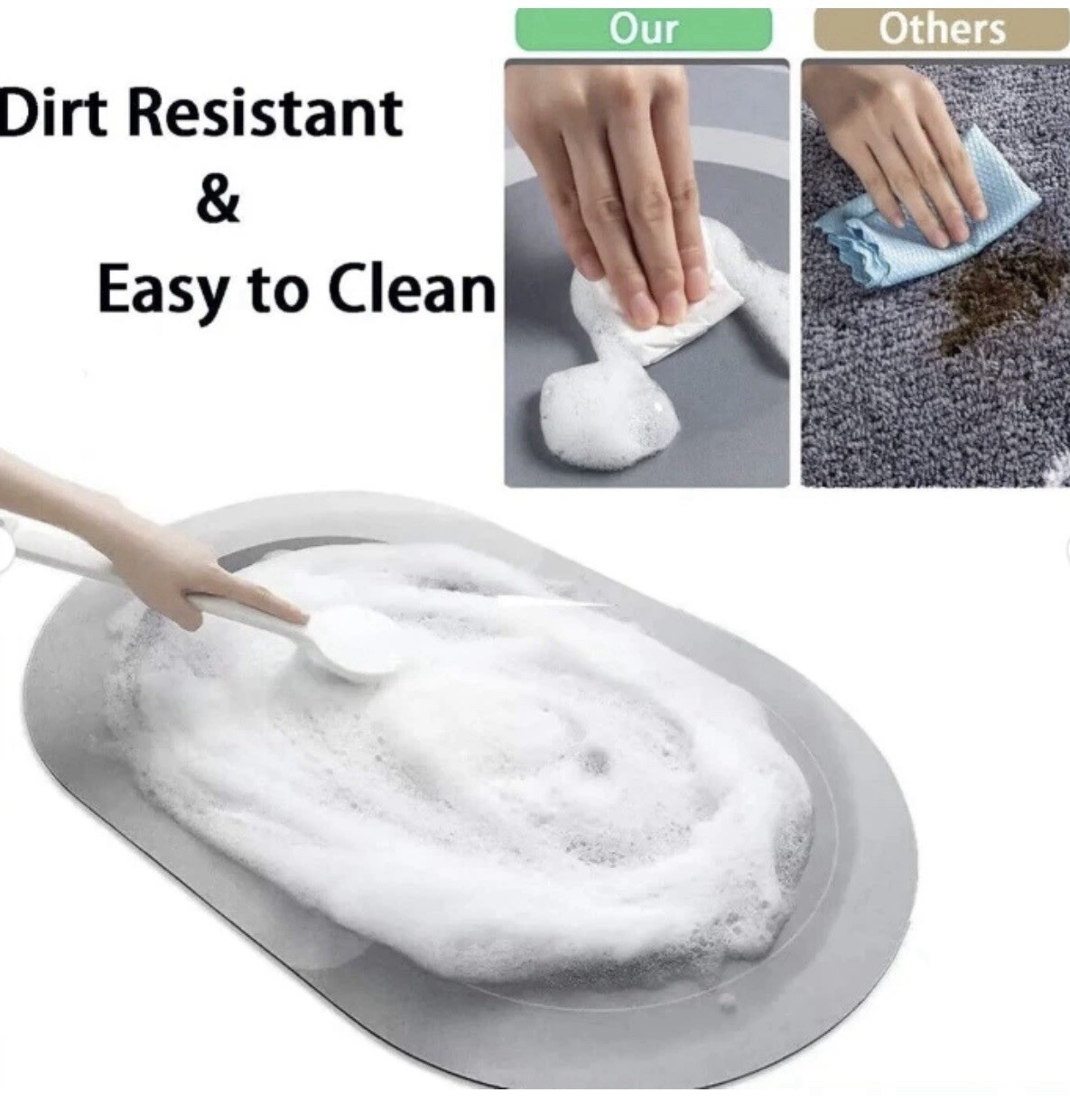 Alfombra de Baño Antideslizante Súper Absorbente Secado Rápido Rectangular