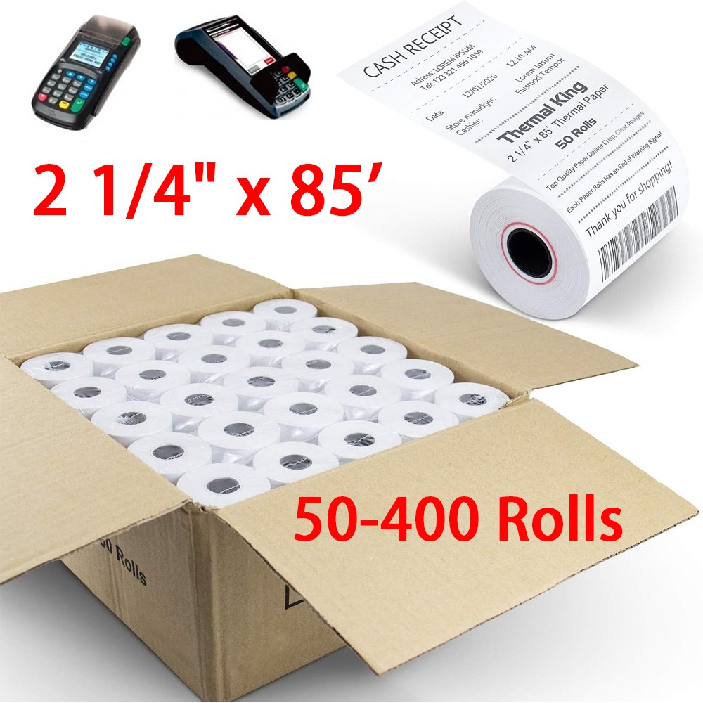 50-400 Rolls 2 1/4" x 85' Thermal Cash Register Credit Card POS Receipt Paper