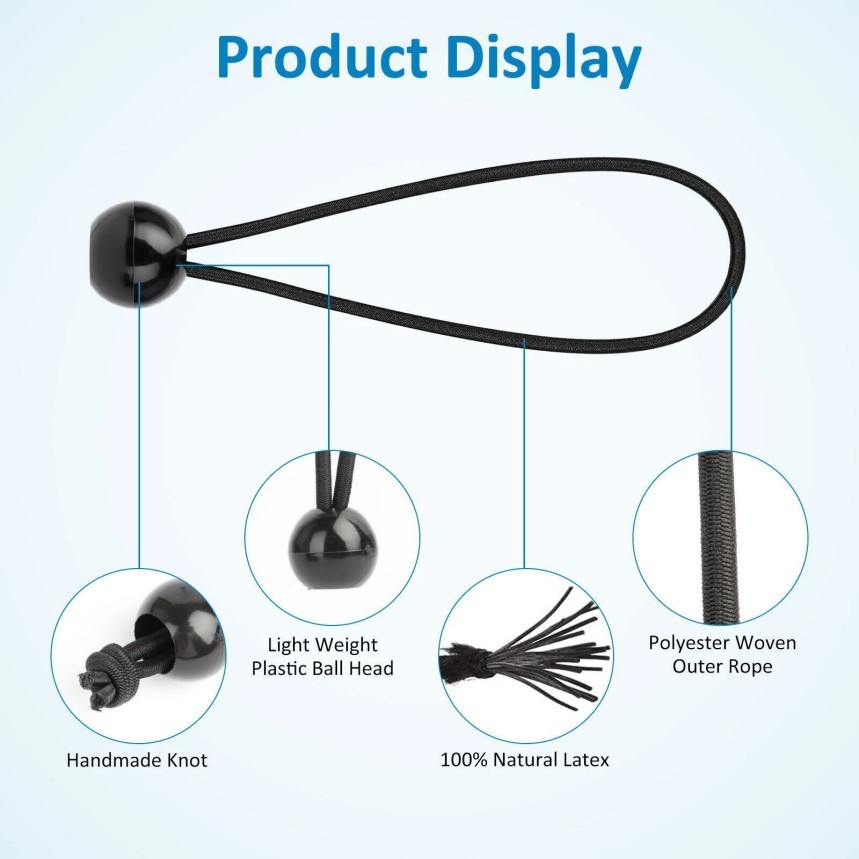 6" Ball Bungee Bungie Cord 100Pcs Black Heavy Duty Canopy Tarp Tie Downs * \