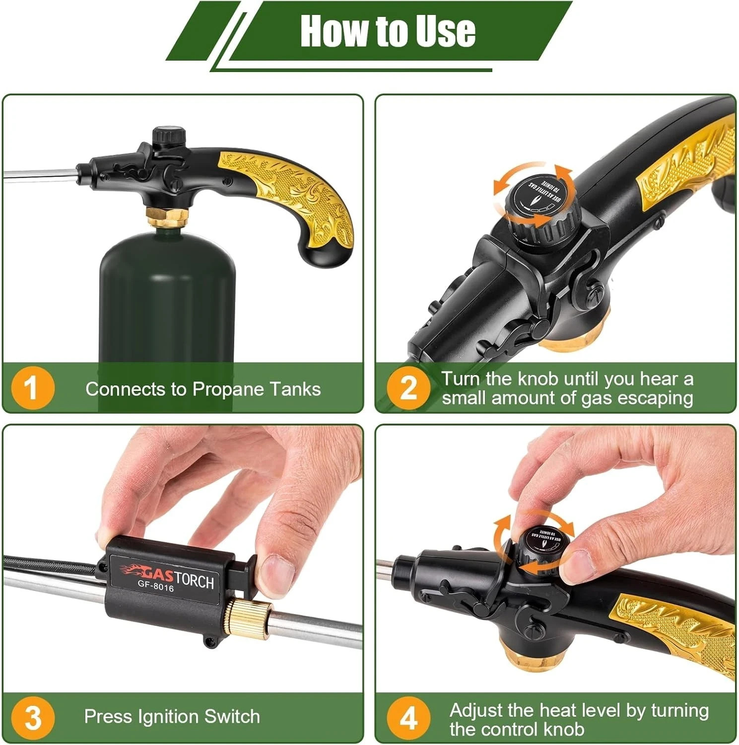 Propane Torch Weed Burner, Adjustable flame thrower with Detachable Handle, B...