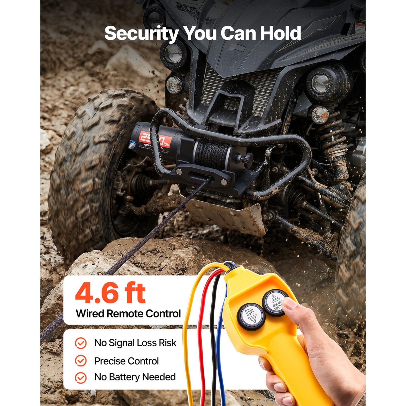 Uimoso 2500 lbs 12V Electric Winch with Synthetic Rope and Wired Remote Control