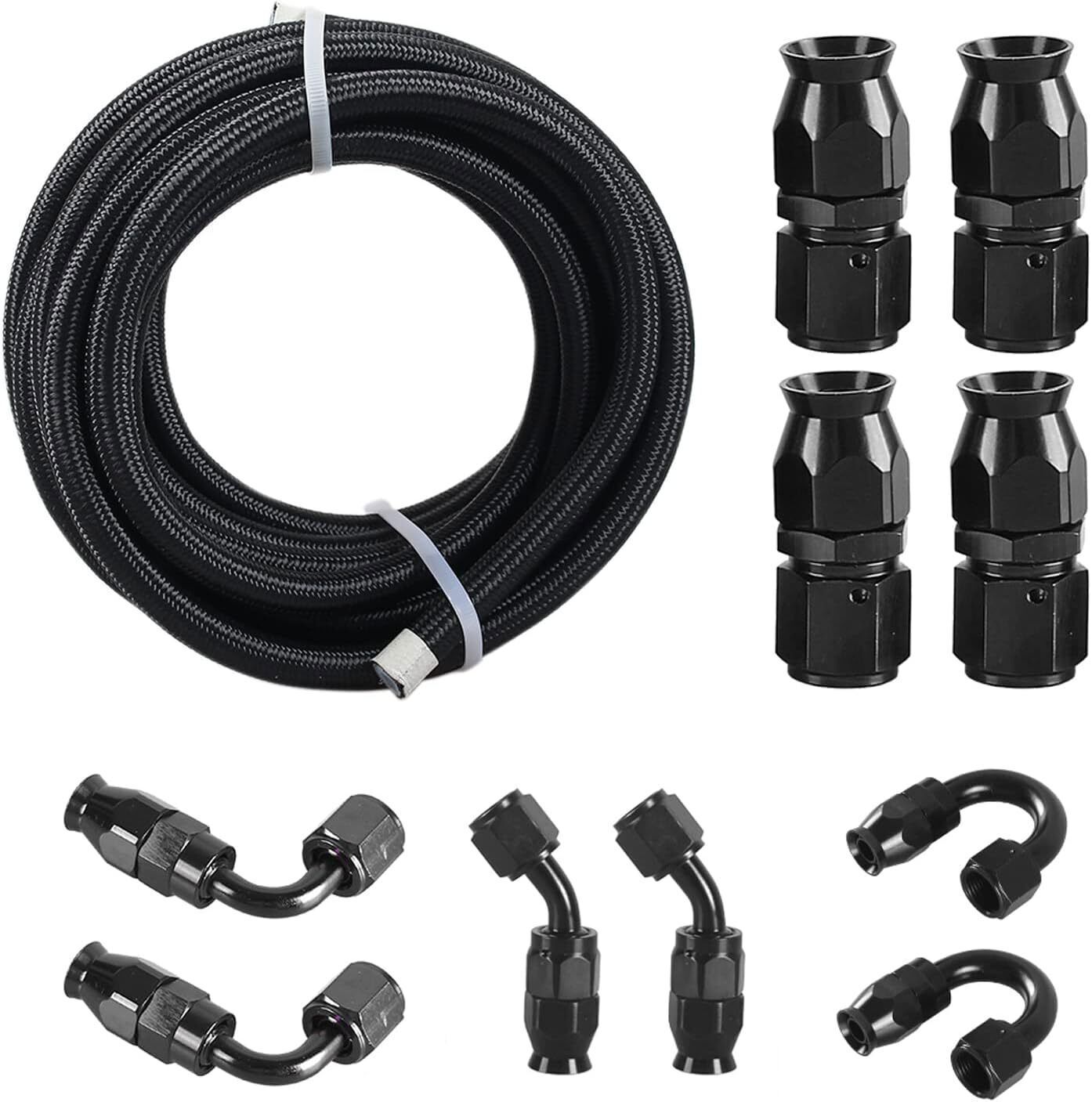 EVIL ENERGY 6AN-8AN-10AN PTFE Fuel Line Kit E85 Nylon Braided Fuel Hose Kit 20FT