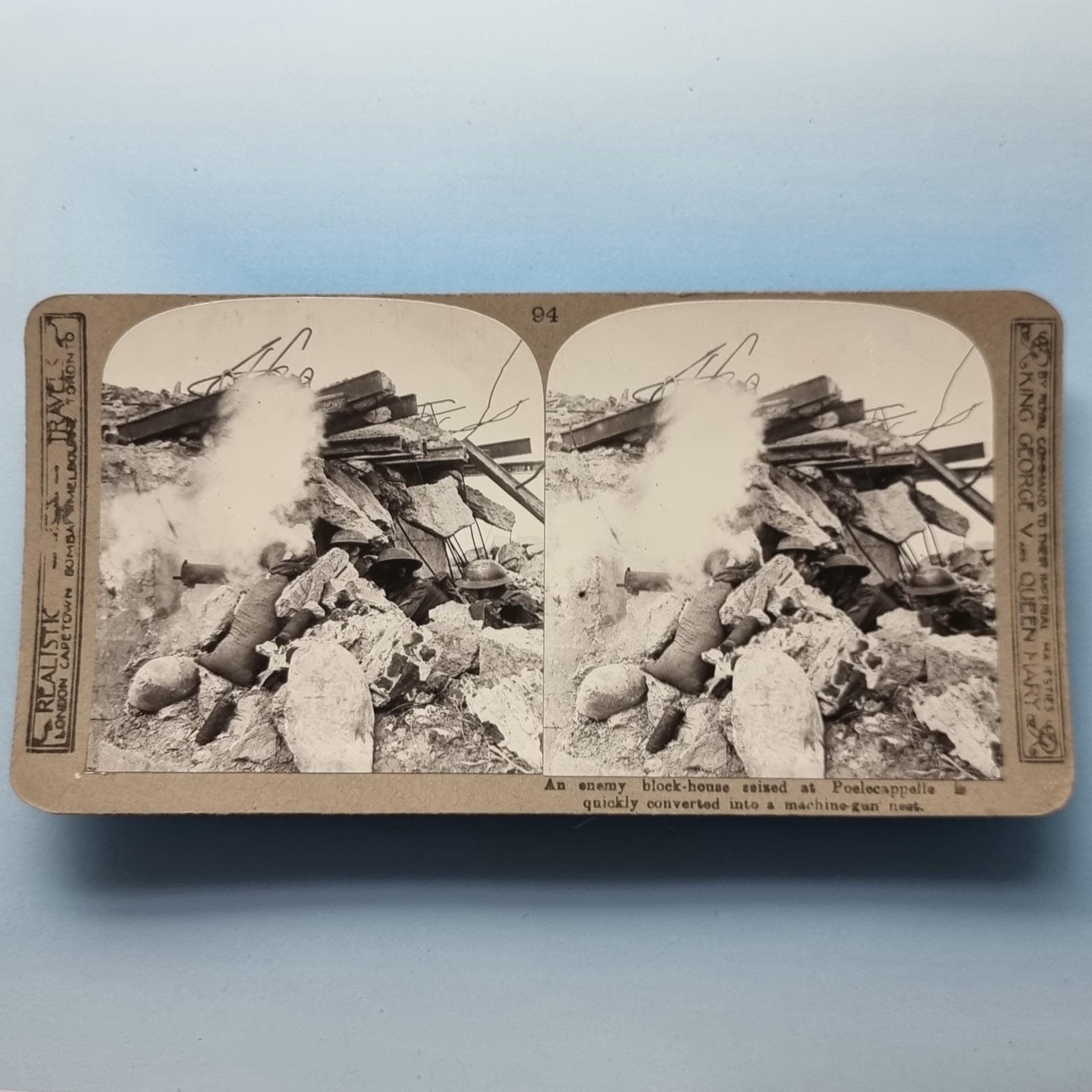 WW1 Military Stereoview C1916 Real Photo Poelcapelle Belgium German Blockhouse