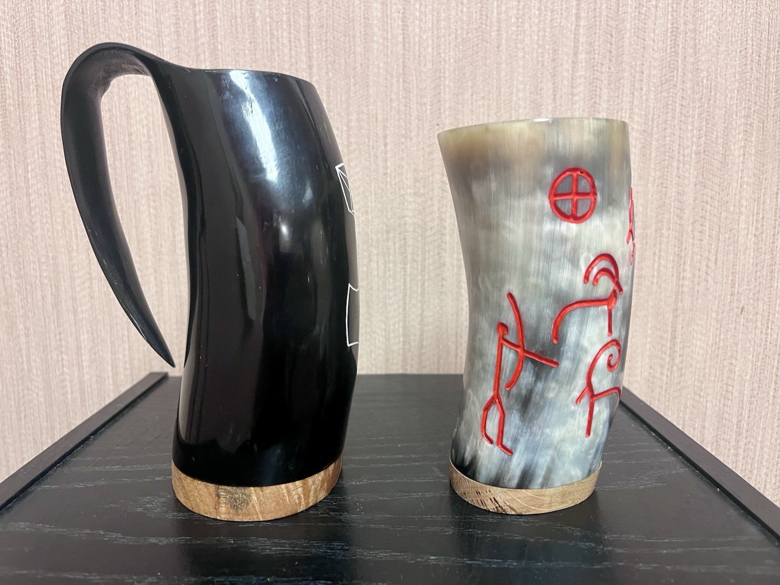 Two Viking Drinking Horn Mugs Horns of Odin - 320ml/450ml