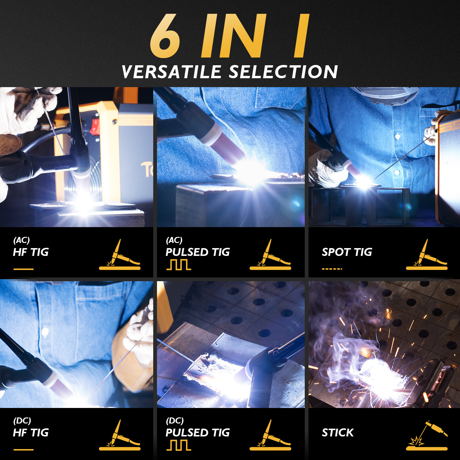 200A AC/DC TIG Welder with Pulse 110V/220V Aluminum Welder with IGBT Inverter.