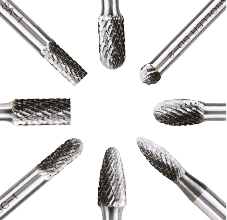 Carbide Burr Set 1/4" Shank 8PC Double Cut Die Grinder Rotary Tool Cutting Bu...