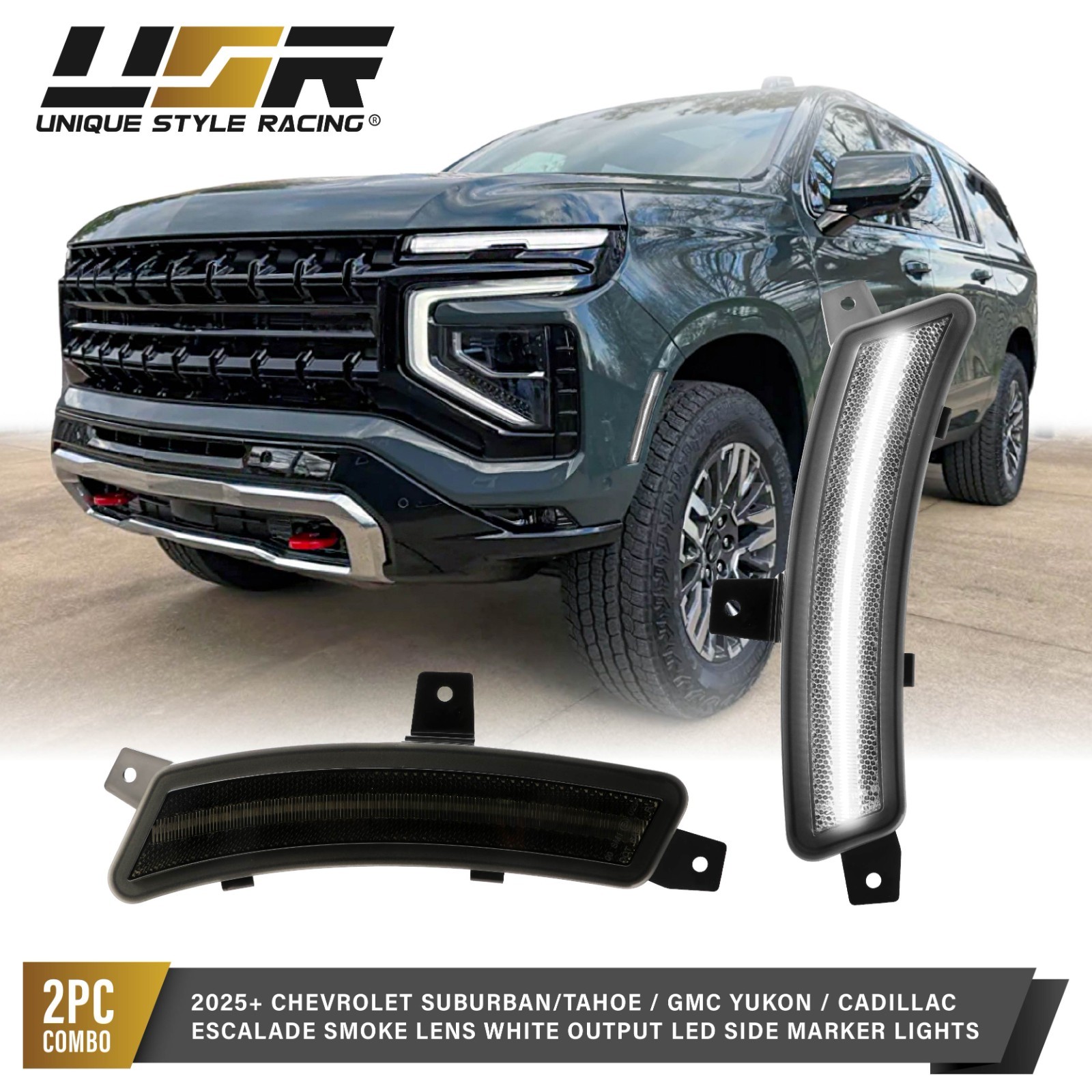 SMOKE Side Marker Light White LED Pair For 2025-2026 Suburban / Yukon / Escalade