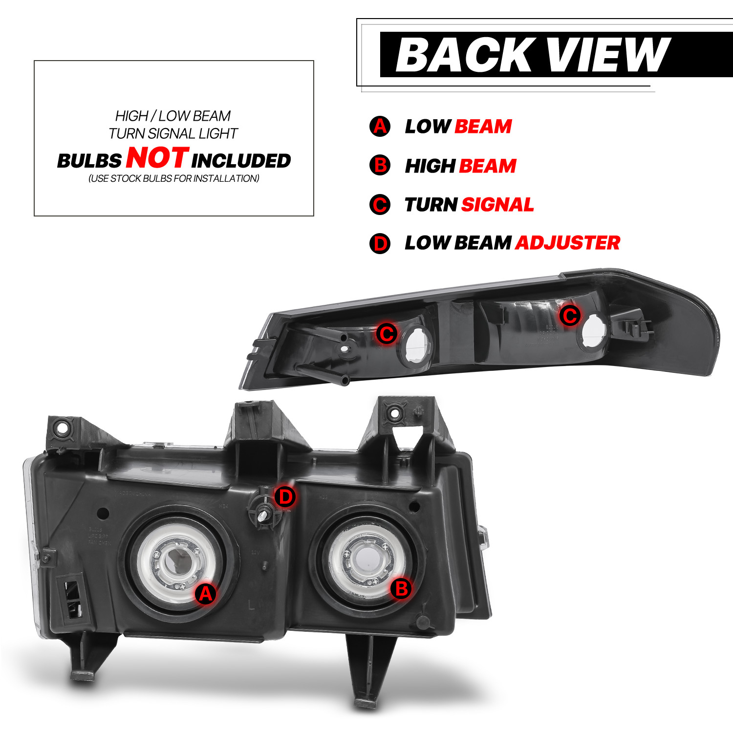 L+R Headlight Bumper Lamp for 2004-2012 Chevy/GMC Colorado/Canyon Black/Clear