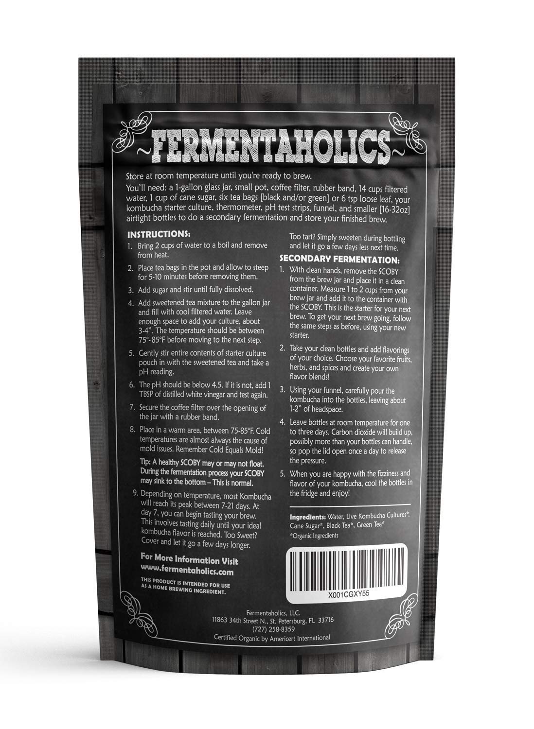 Fermentaholics Organic Kombucha SCOBY with Twelve Ounces of Starter Tea
