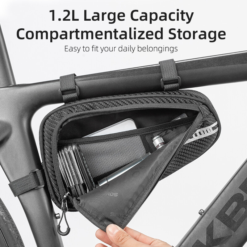 ROCKBROS Bike Triangle Bag Frame Bag Reflective Under Top Tube Storage Bag 1.2L