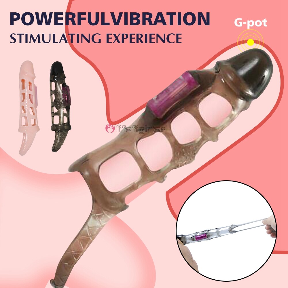 Vibrating Cock Penis Ring Sleeve Condom for Couple Men Vibrator Sex Toy Enhancer