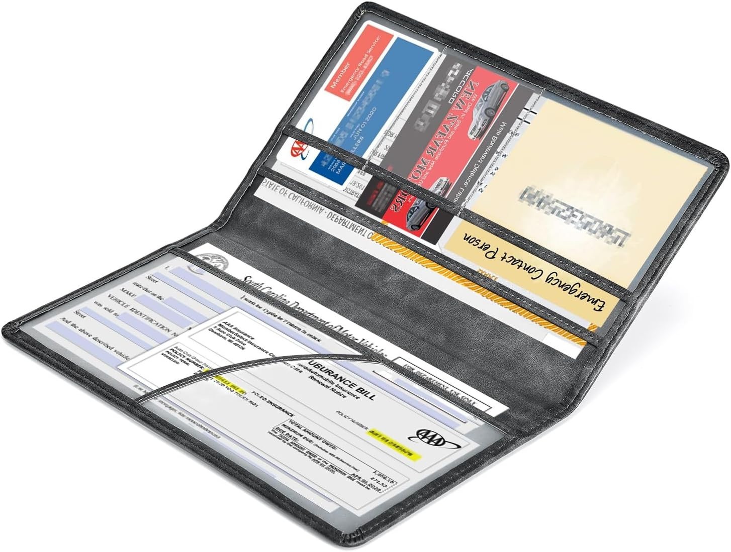 Car Registration and Insurance Card Holder, Leather Vehicle Glove Box Automobile