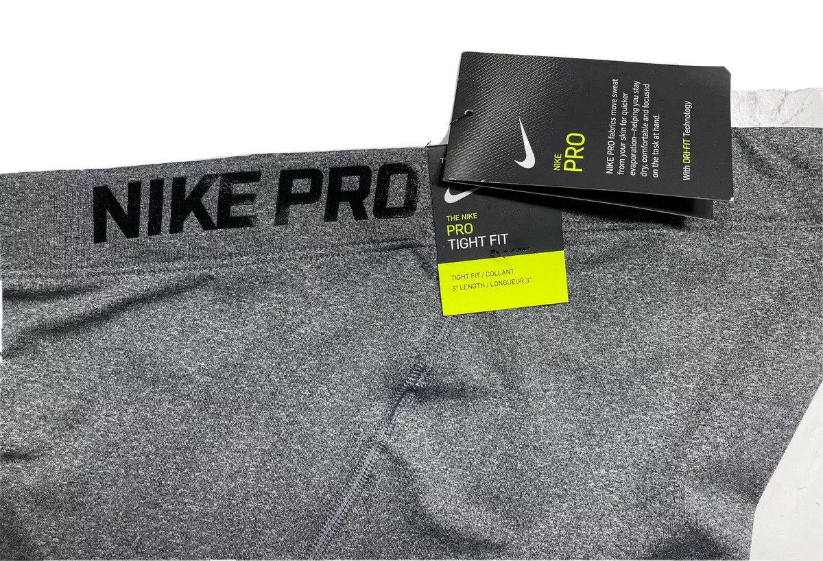 Nike Pro Women 3" Tight Fit Compression Shorts Heather Gray AT4555 071 Sz LARGE