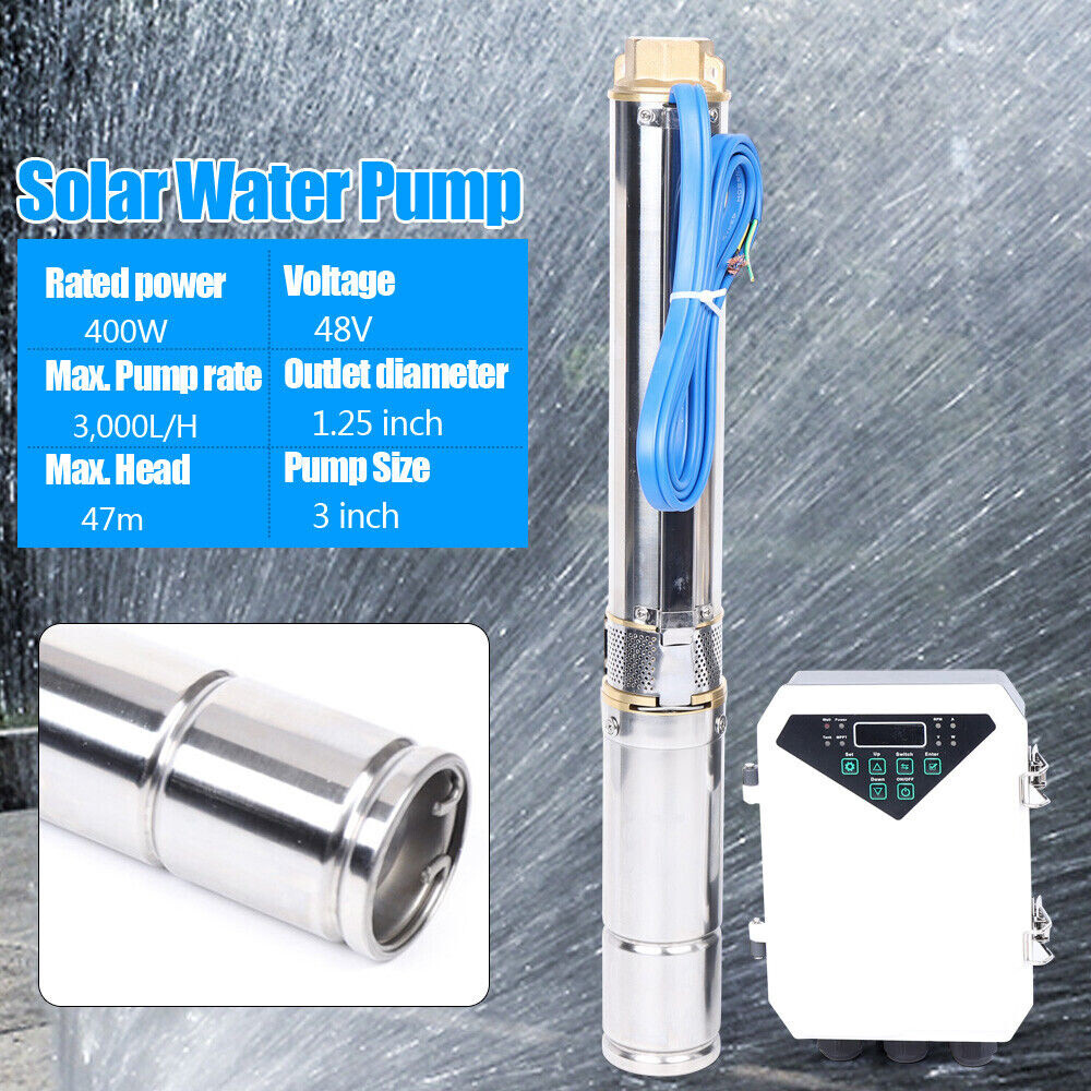 3" DC Solar Water Pump Submersible Deep Bore Well Pump 48V 400W +MPPT Controller