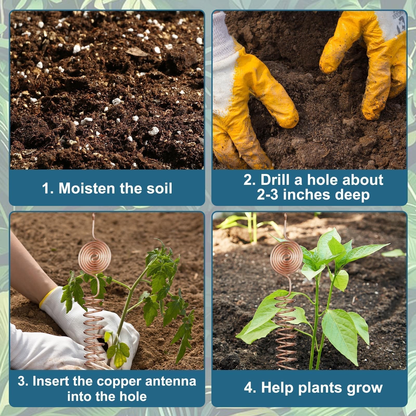 6 Pack Electroculture Copper Gardening Antenna Kit Thick 10-Gauge Colorful