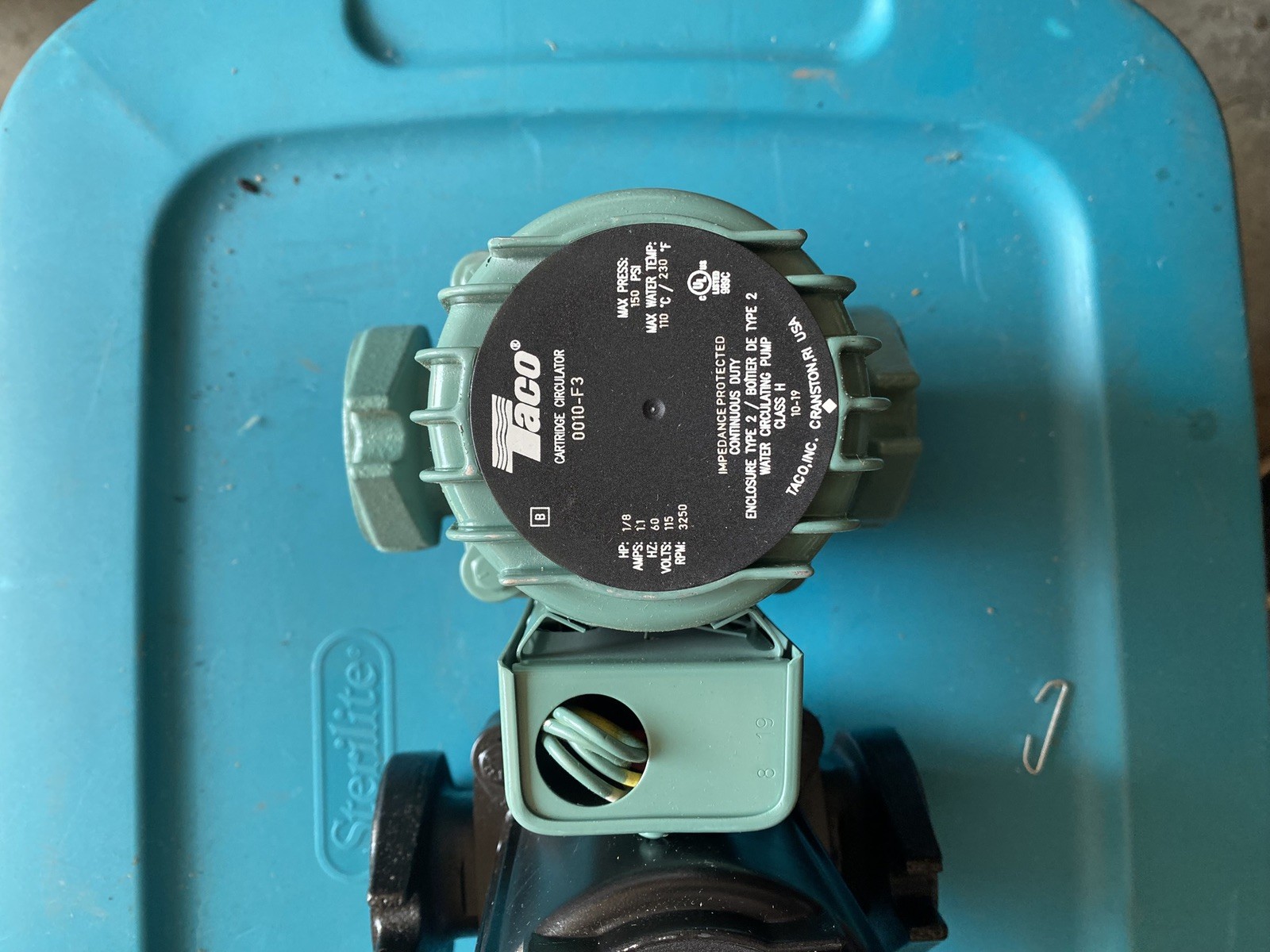 Taco 0010-F3 Cast Iron Cartridge Circulator Pumps 1/8hp 3450 RPM 115V 1PH 60Hz