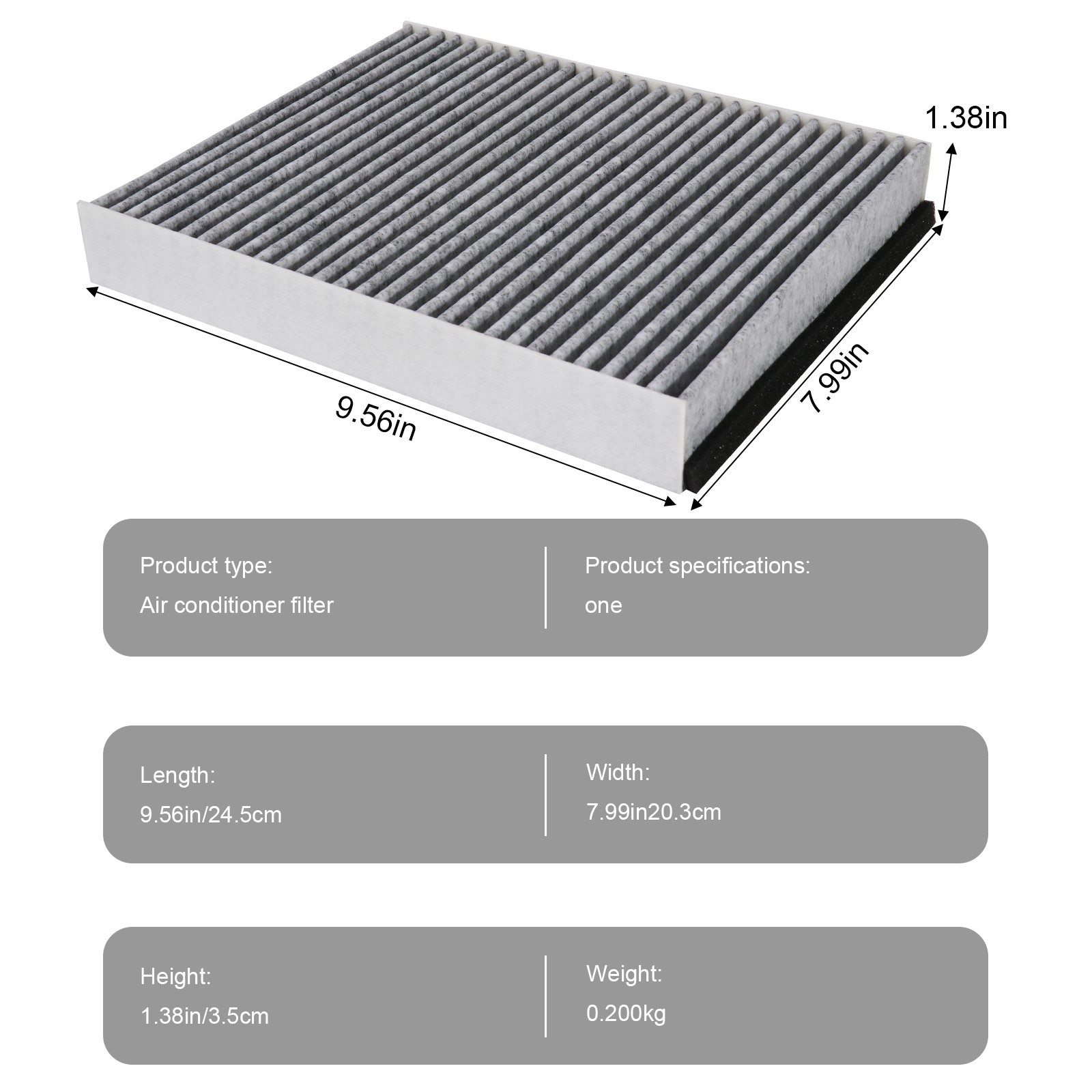 Cabin Air Filter For 2013 2014 - 2019 Ford Escape L4 1.5L 1.6L 2.0L 2.5L OE Spec