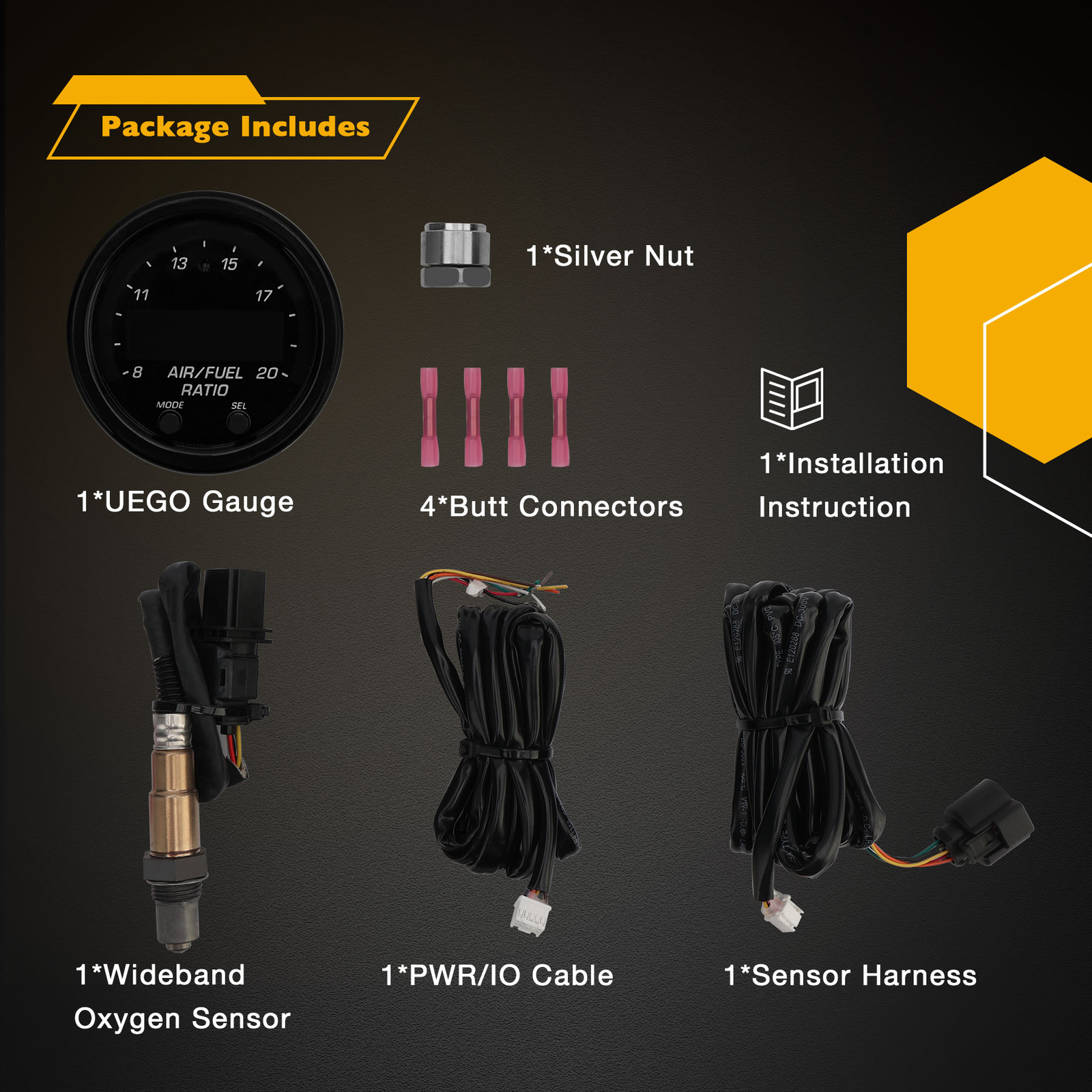 Wideband UEGO Air Fuel Ratio Gauge Kit 2-1/16" X-series 30-0300 AFR O2 Sensor