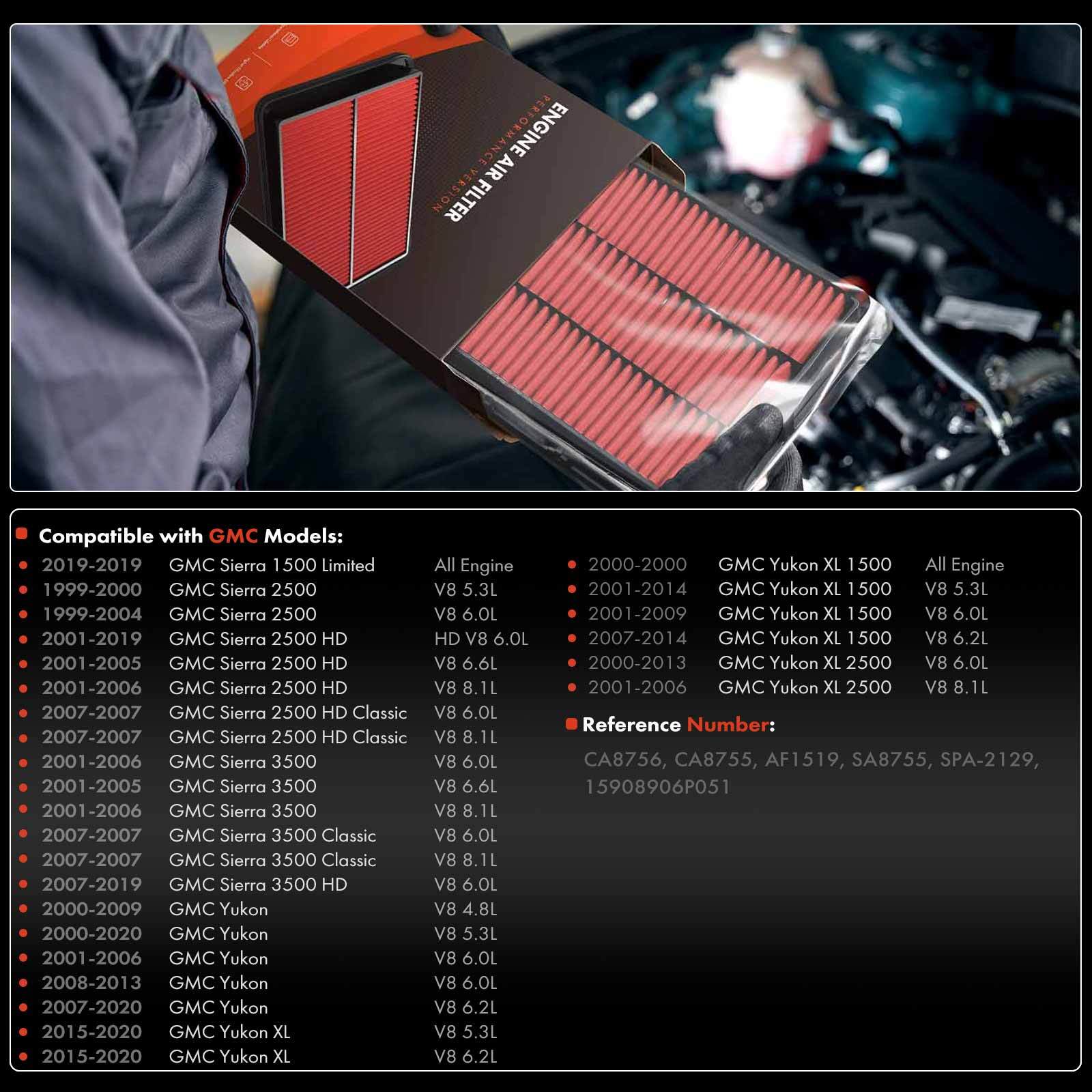 High Performance Engine Air Filter for Chevy Tahoe GMC Yukon Cadillac Escalade