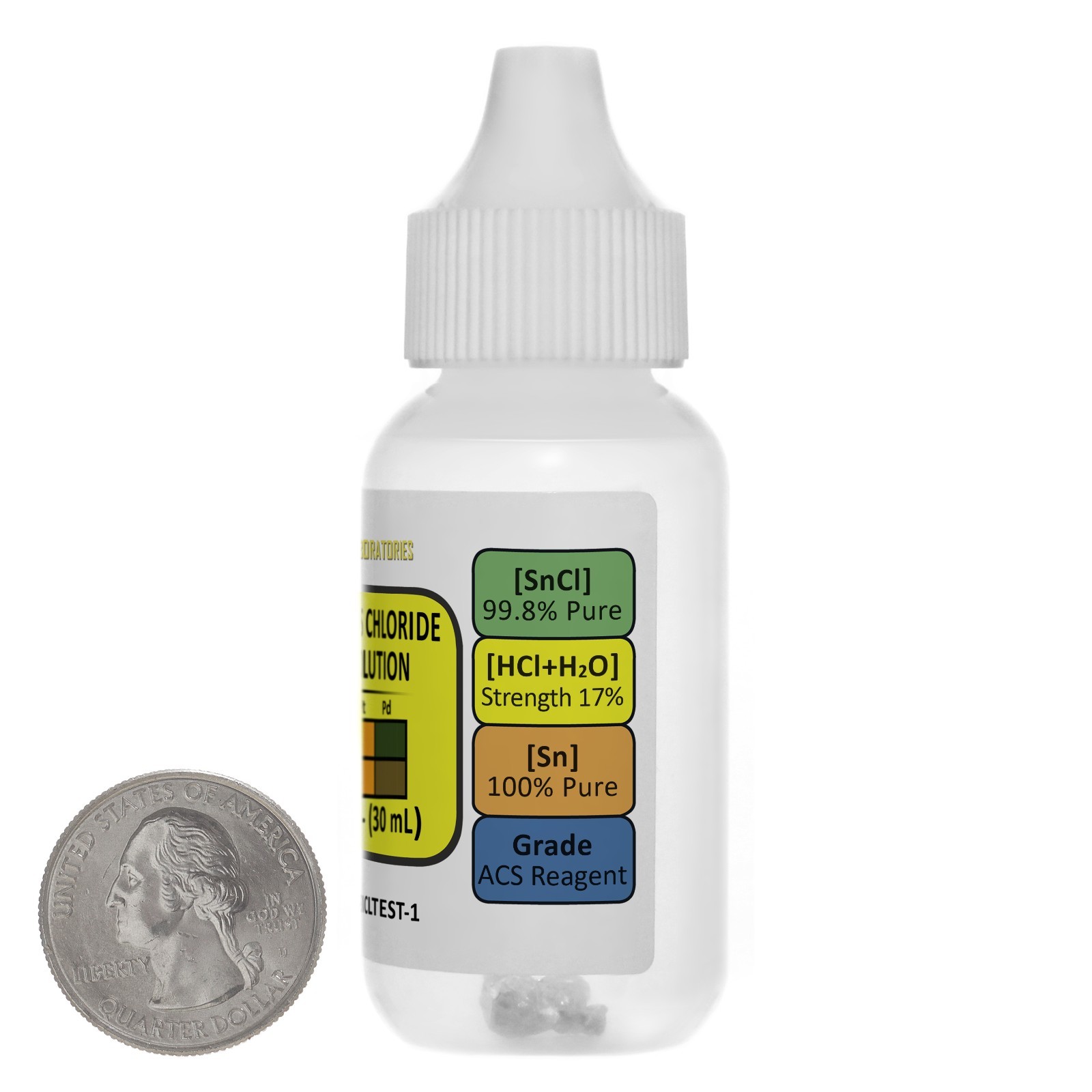 Stannous Chloride Test Solution [SnCl + HCl + H2O] 1 Oz in a Dropper Bottle USA