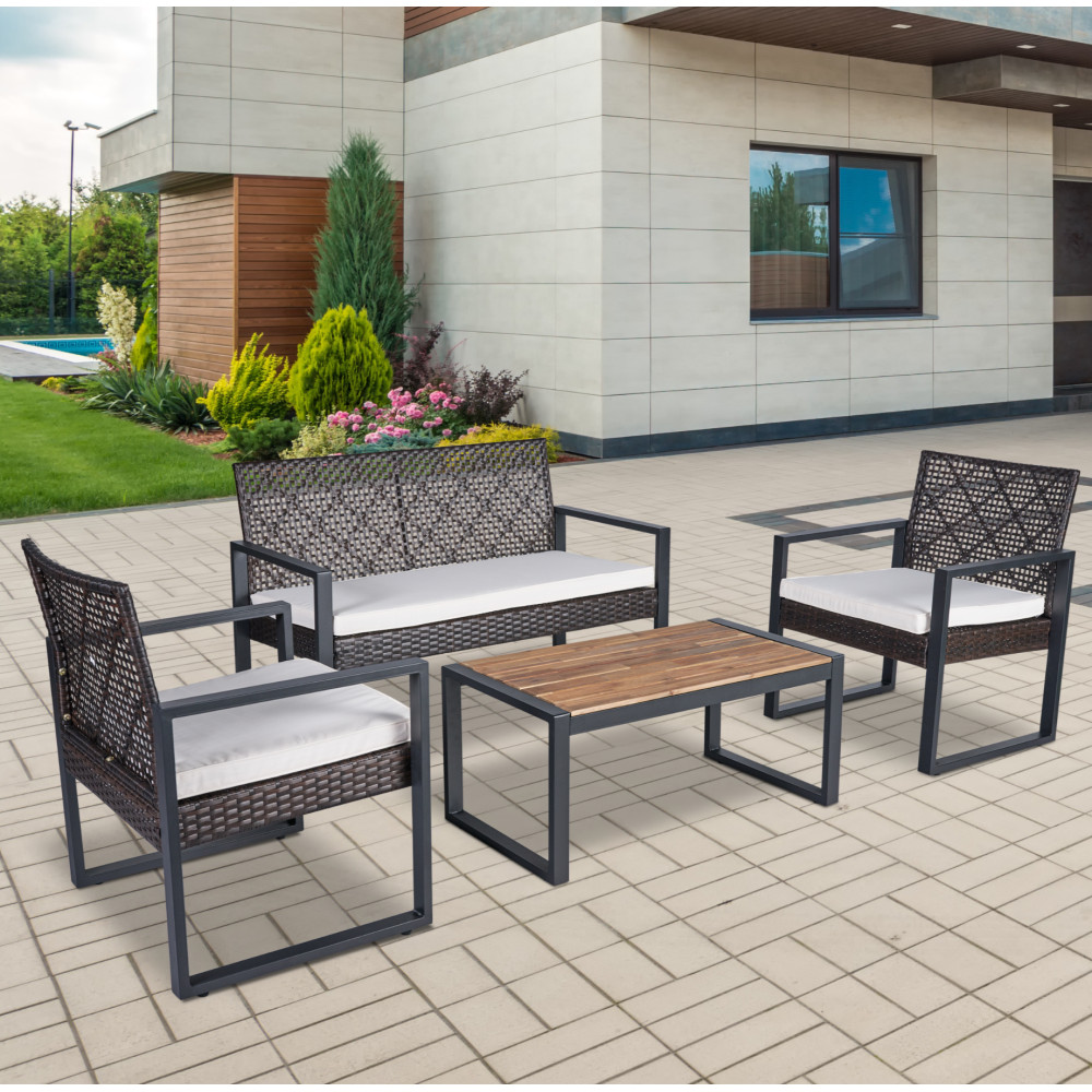 4 Piece Patio Conversation Set Outdoor Furniture Balcony Porch Garden Backyard