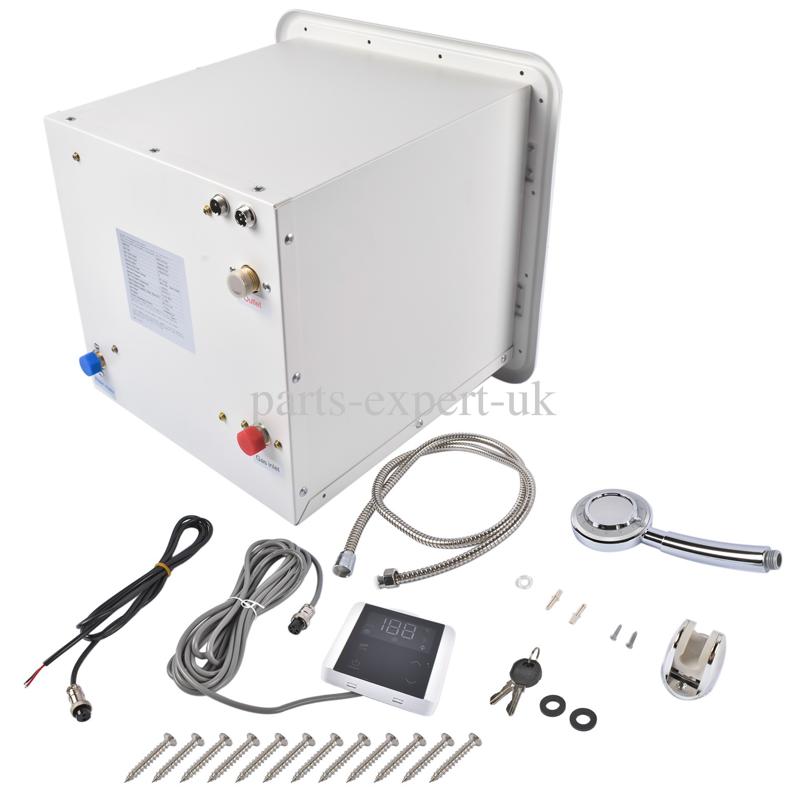 RV Tankless Instant Water Heater Propane Gas 15x15 in 12V 42000 BTU w/Controller