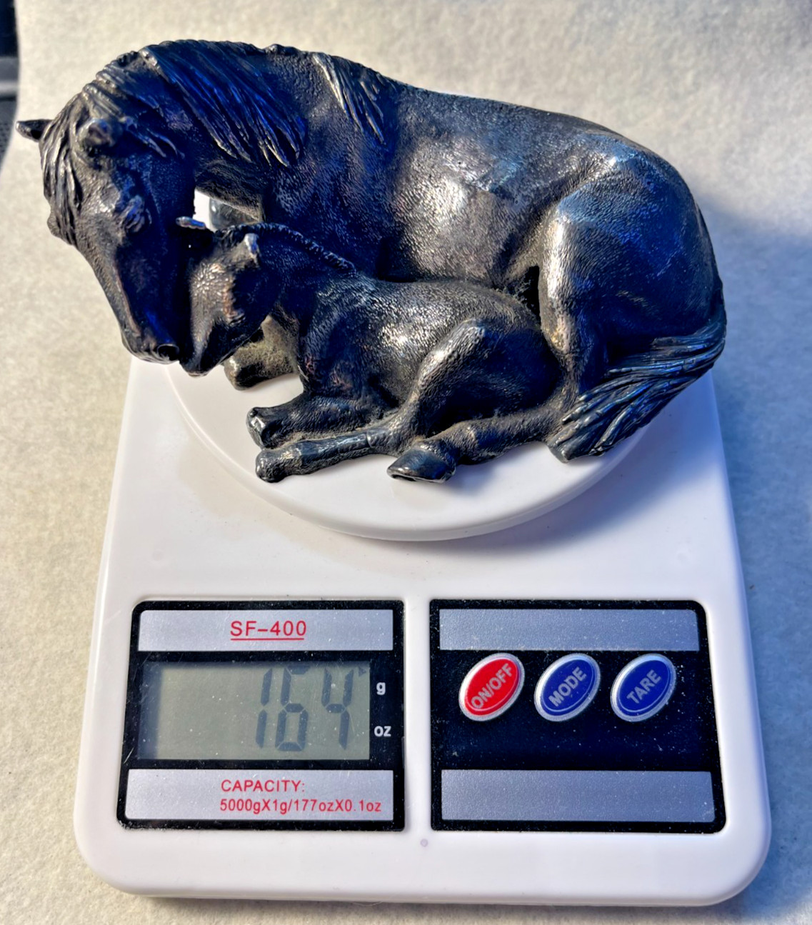 Vintage Sterling Silver 925 Mothers Love Horse & Colt Figure Marked 925 GW