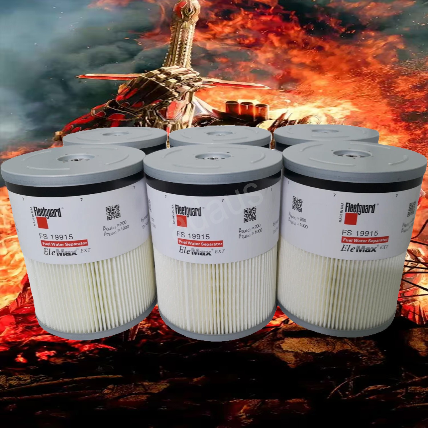 6PCS Fleetguard FS19915 L9915F Fuel Filter Cummins with Water Separator Elemax