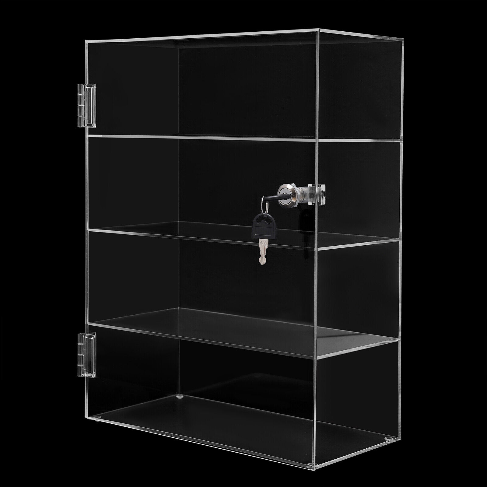 Acrylic Display Case Countertop Clear Box Dustproof Shelves Showcase with Lock