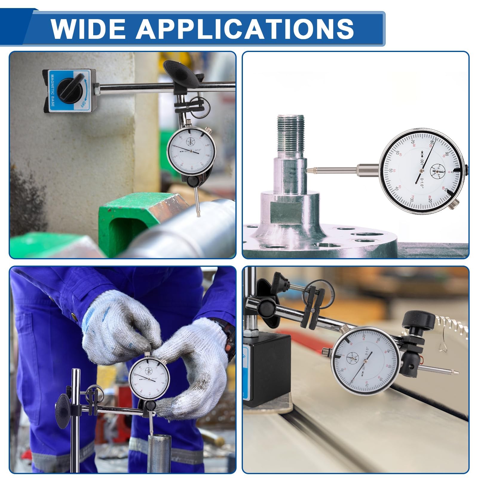 Reloj Comparador Base Magnética Precisión 0.001 Calibra Motores Torno Alineación