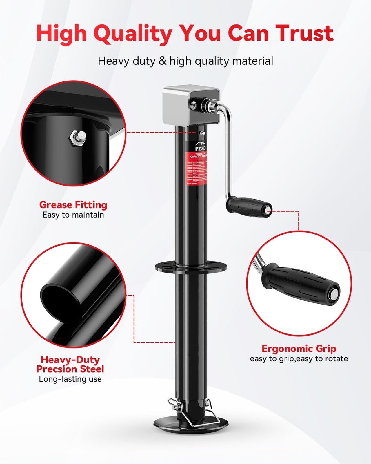 5500-7500lbs Electric A-Frame Trailer Jack, 23.2" Vertical Travel, 12V DC,for...